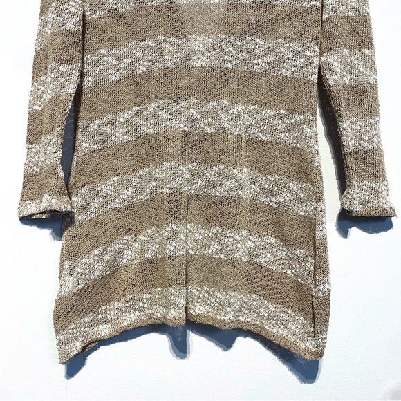 🛍️ 4 for 20$ / Smart Set Stripes Open Neck Sweater / Tan / S - Picture 7 of 10